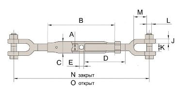 Талреп с закрытым корпусом вилка-вилка чертеж